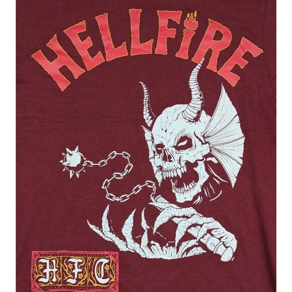 Stranger Things Hellfire Club Hoodie Maroon Mens Graphic 2-Sided Sweatshirt XL - Picture 4 of 6